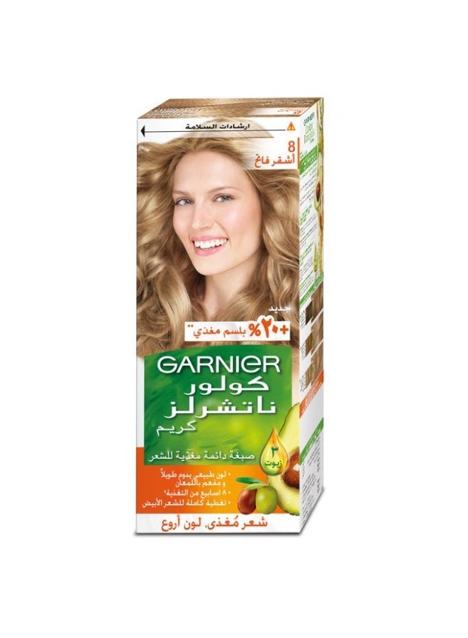 garnier Color Naturals Nourishing Permanent Hair Color, Natural Long-Lasting 8.0 - Light Blonde - Image 3